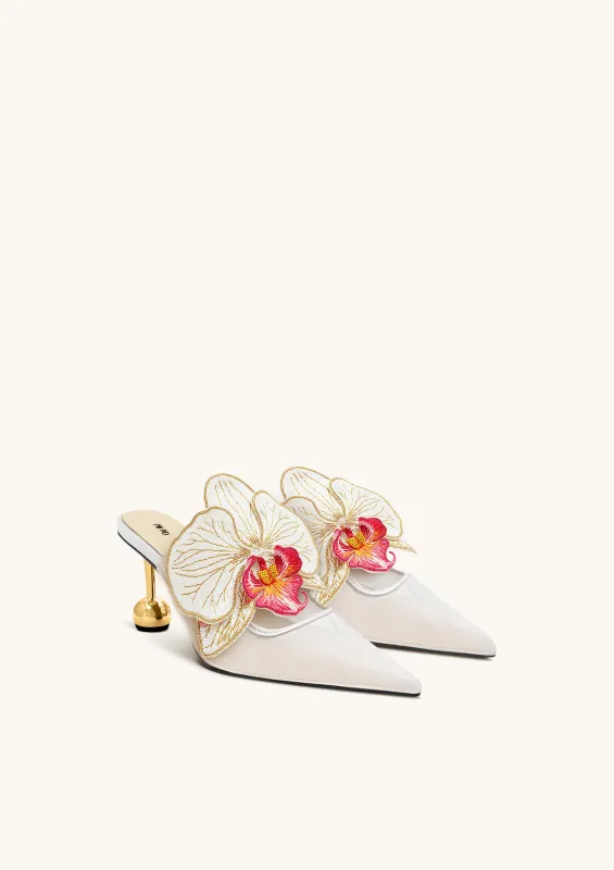 Sofia Orchid Sphere Heel Mules - White sold by JW PEI
