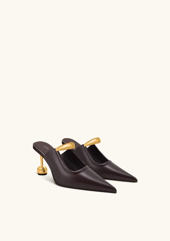 Sofia Metal Accent Sphere Heel Mules - Deep Burgundy sold by JW PEI