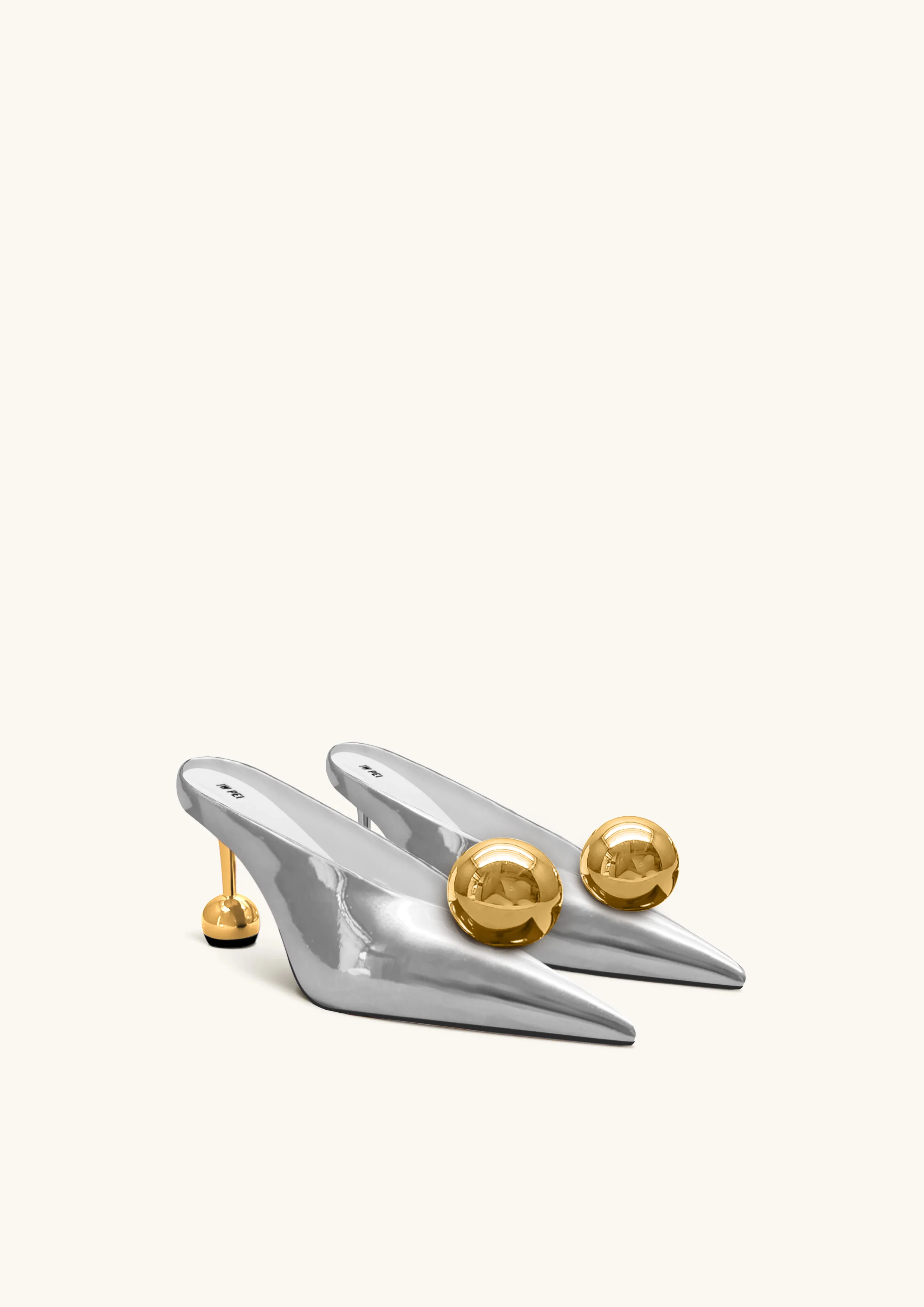 Sofia Sphere Heel Mules - Silver & Gold sold by JW PEI