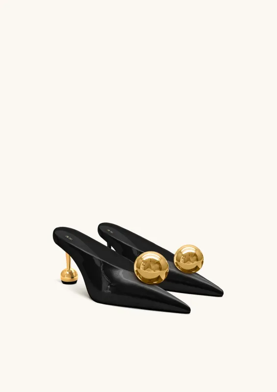 Sofia Angled Vamp Heel Mules - Black & Gold sold by JW PEI