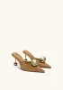 Sofia Woven Sphere Heel Mules - Caramel sold by JW PEI