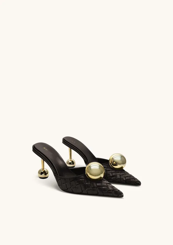 Sofia Woven Sphere Heel Mules - Dark Brown sold by JW PEI