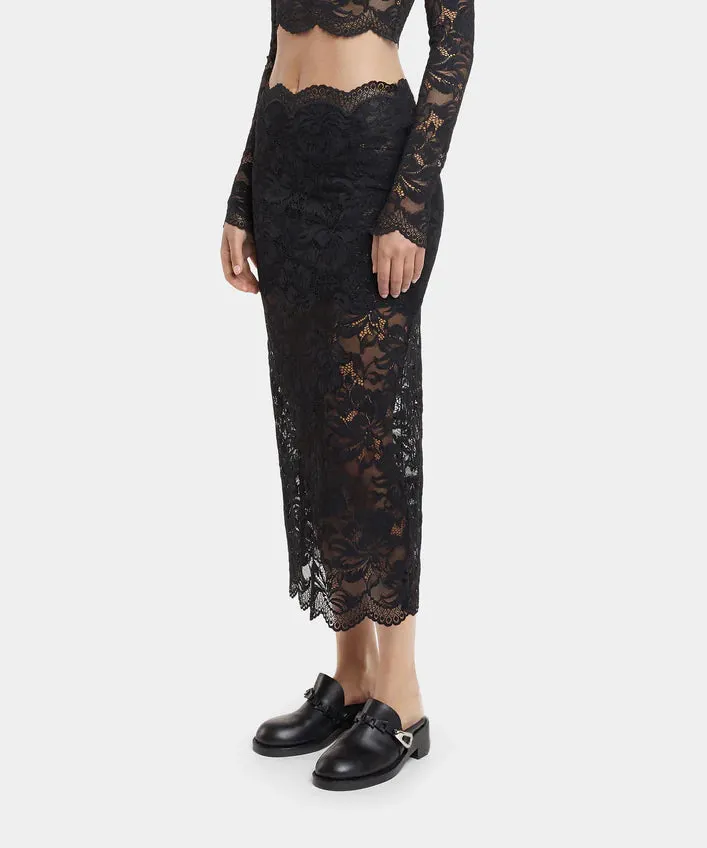 Scalloped Sheer Lace Skirt – Black sold by JW PEI product image thumbnail 2