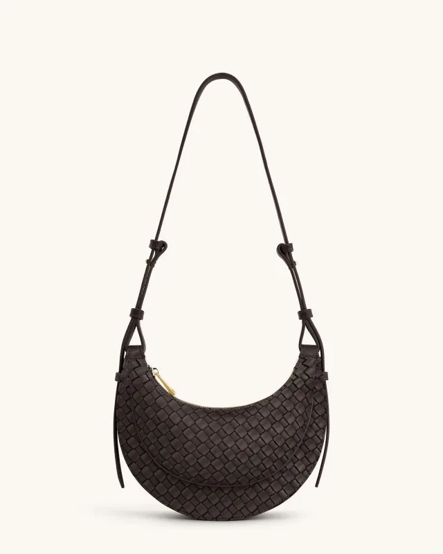 Sharon Woven Crossbody Bag - Coffee Brown sold by JW PEI