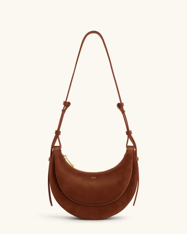 Sharon Faux Suede Crossbody Bag - Brown sold by JW PEI