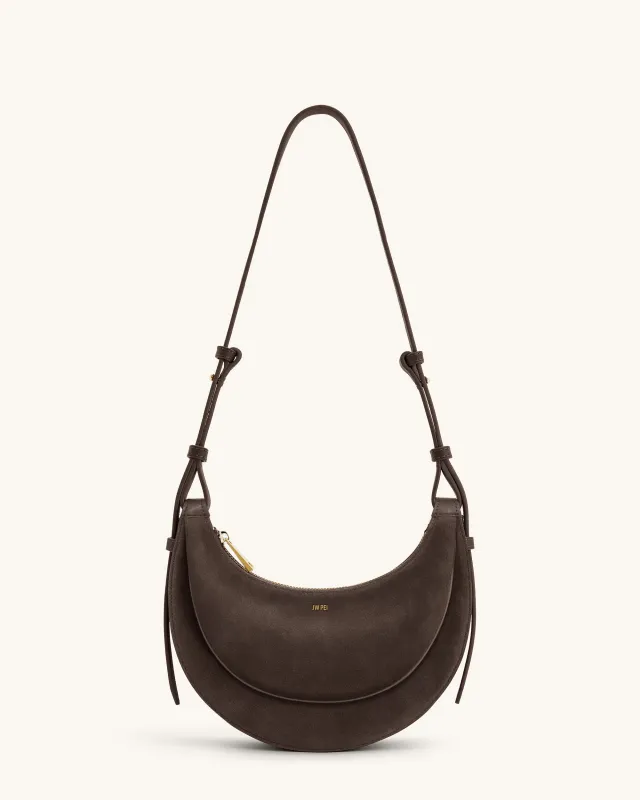Sharon Faux Suede Crossbody Bag - Coffee Brown sold by JW PEI