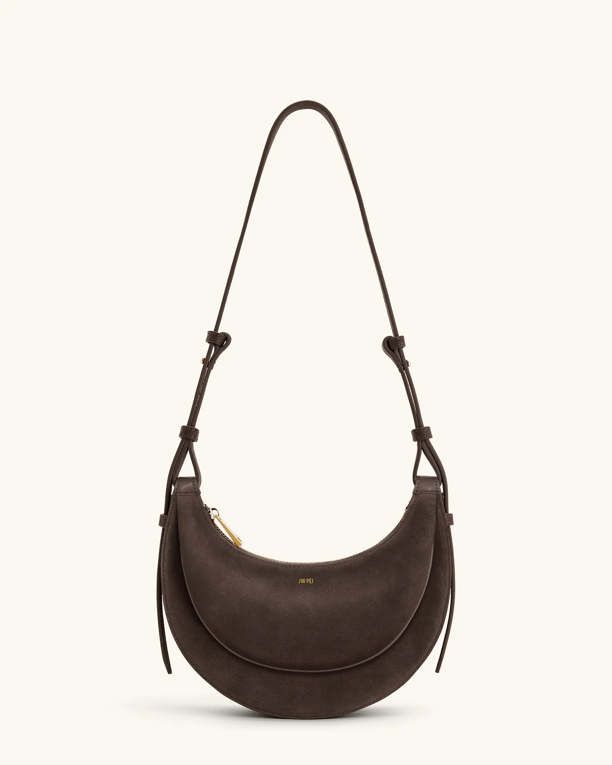 Sharon Faux Suede Crossbody Bag - Coffee Brown sold by JW PEI