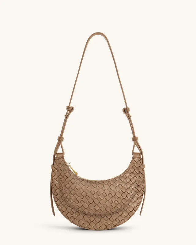 Sharon Woven Crossbody Bag - Almond Beige sold by JW PEI