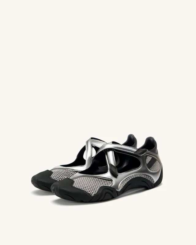 Caitlin Mesh Cut-out Sneakers - Silver sold by JW PEI