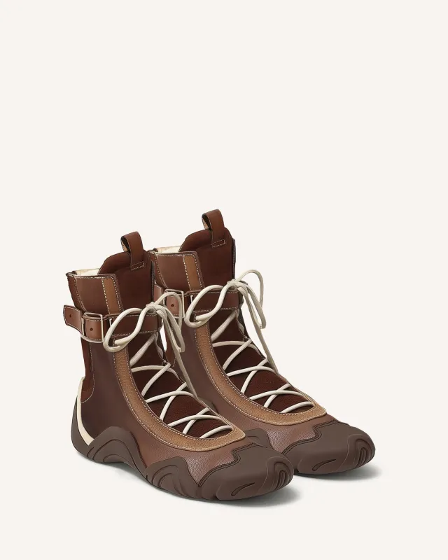 Caitlin Lace-up High-top Boots - Chestnut Brown sold by JW PEI