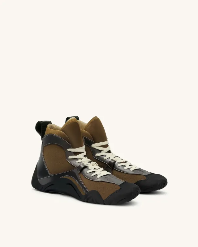 Caitlin Panelled High-top Sneakers - Coffee Brown sold by JW PEI