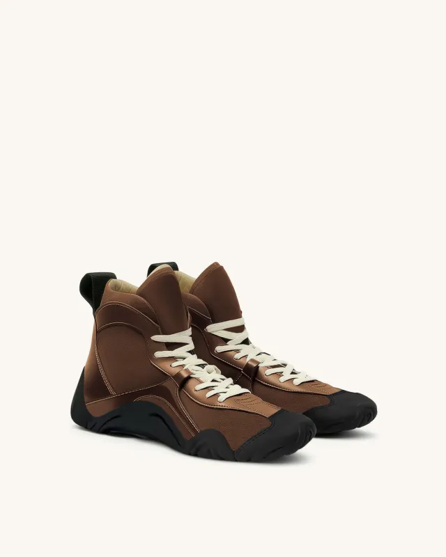 Caitlin Panelled High-top Sneakers - Caramel Brown sold by JW PEI