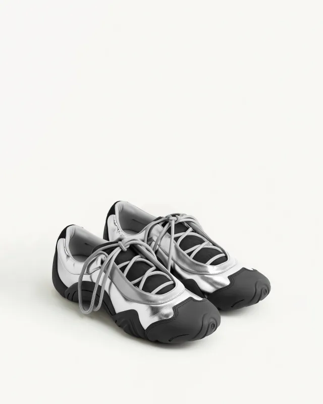 Caitlin Lace-up Ballerina Sneakers - Silver sold by JW PEI