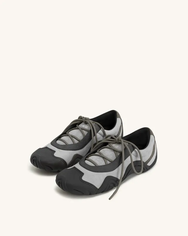 Caitlin Faux Suede Lace-up Ballerina Sneakers - Grey Mix sold by JW PEI