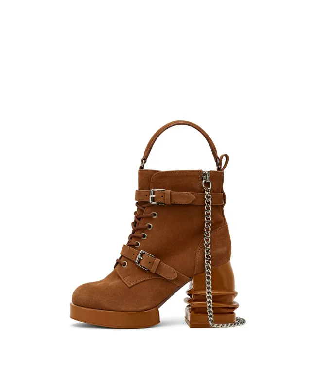 Mia Suede Chain Handle Bag - Brown sold by JW PEI