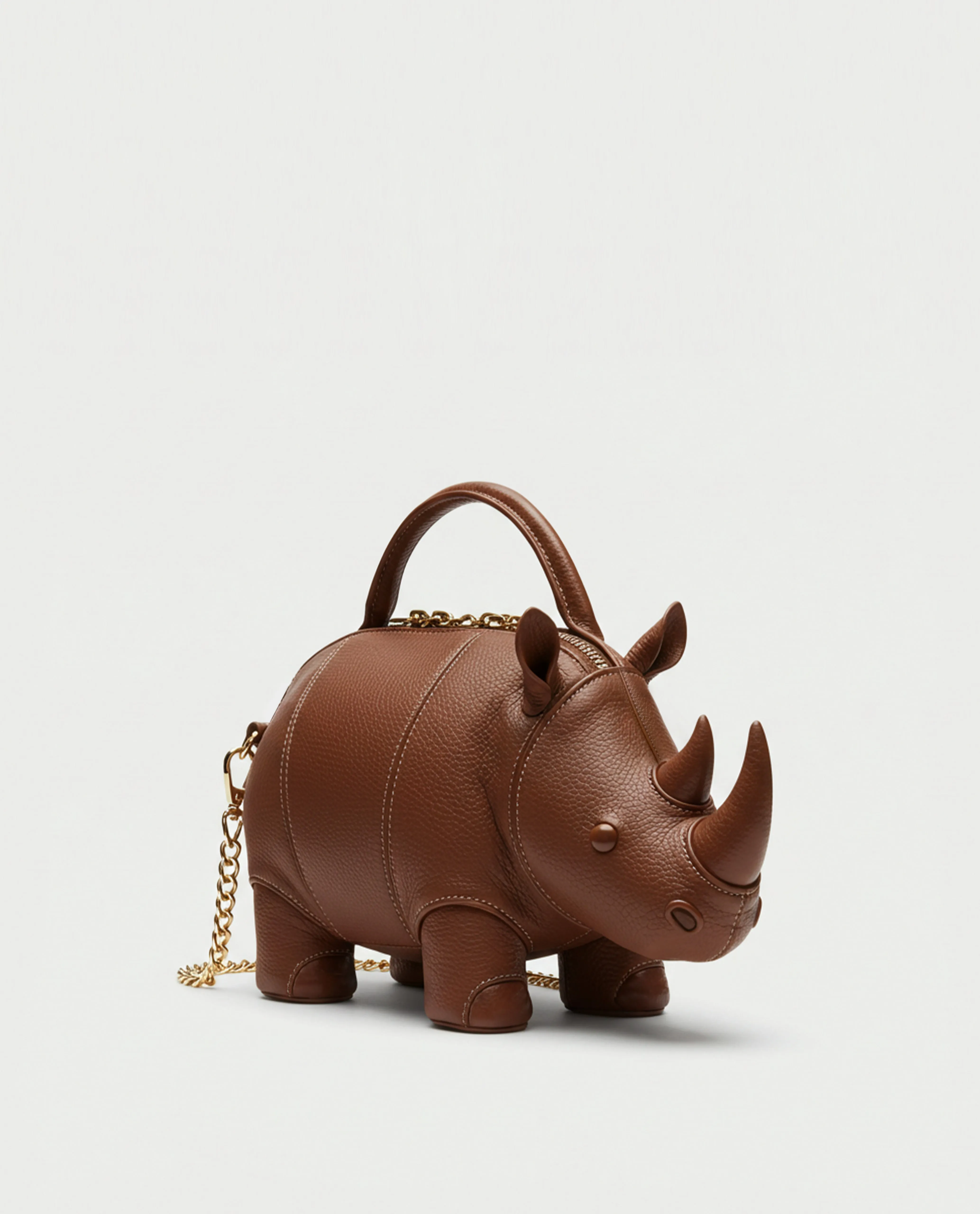 Rhino Shaped Top Handle Bag - Brown sold by JW PEI
