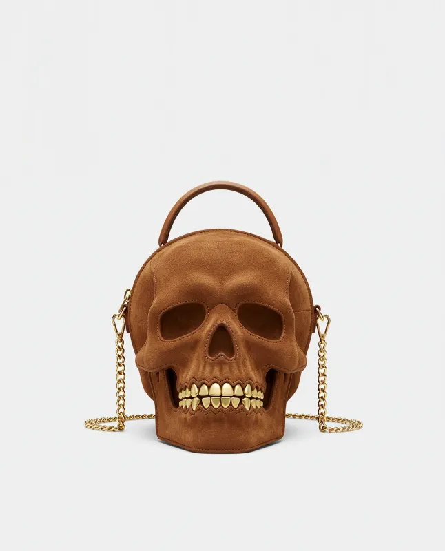 Skull Suede Top Handle Bag - Brown sold by JW PEI
