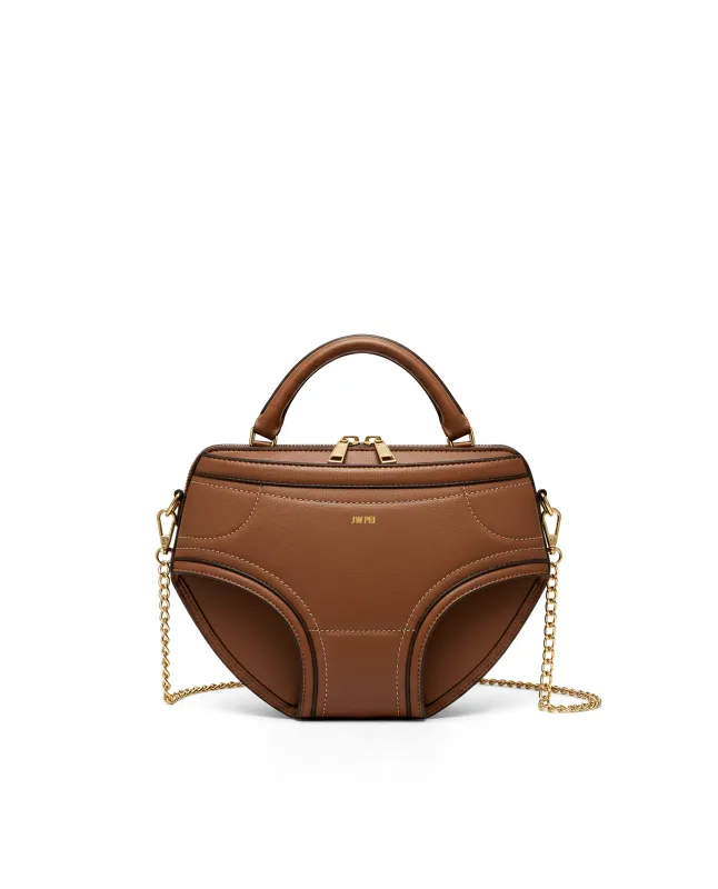 Ava Curve Chain Crossbody Bag - Brown sold by JW PEI