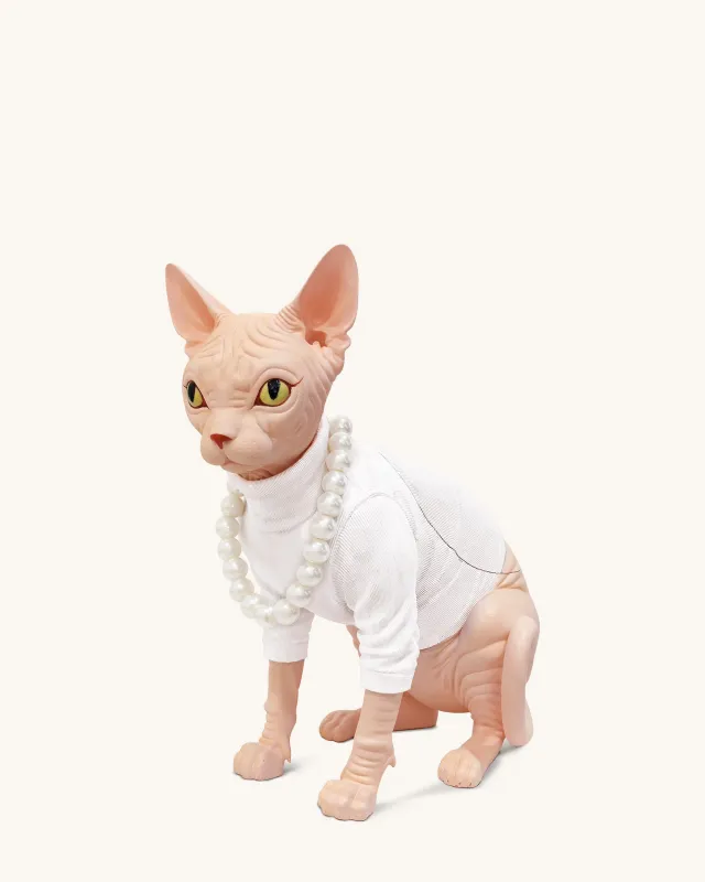 Sadie Pearl Necklace Cat Clutch - White sold by JW PEI
