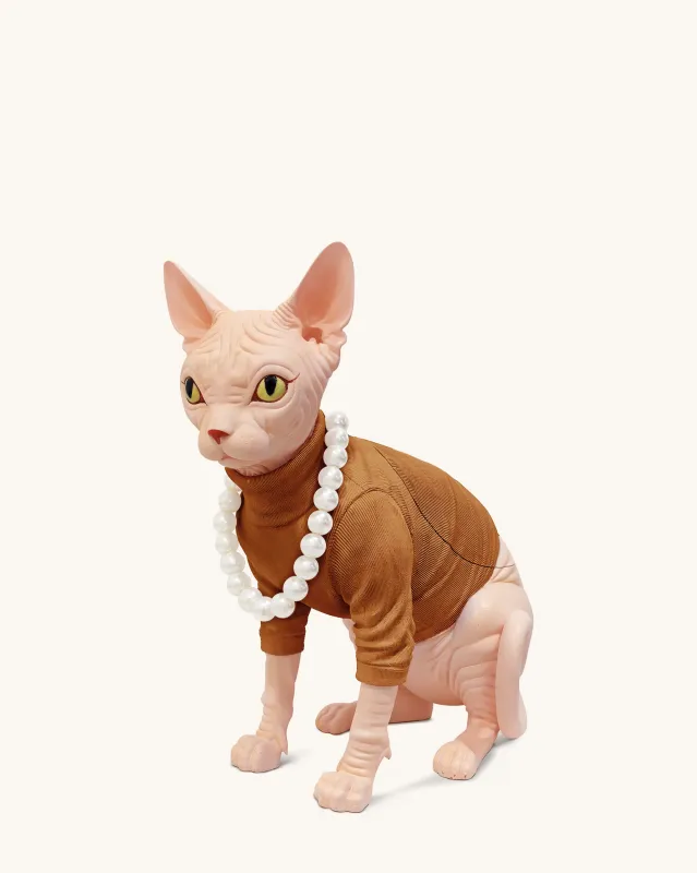 Sadie Pearl Necklace Cat Clutch - Brown sold by JW PEI