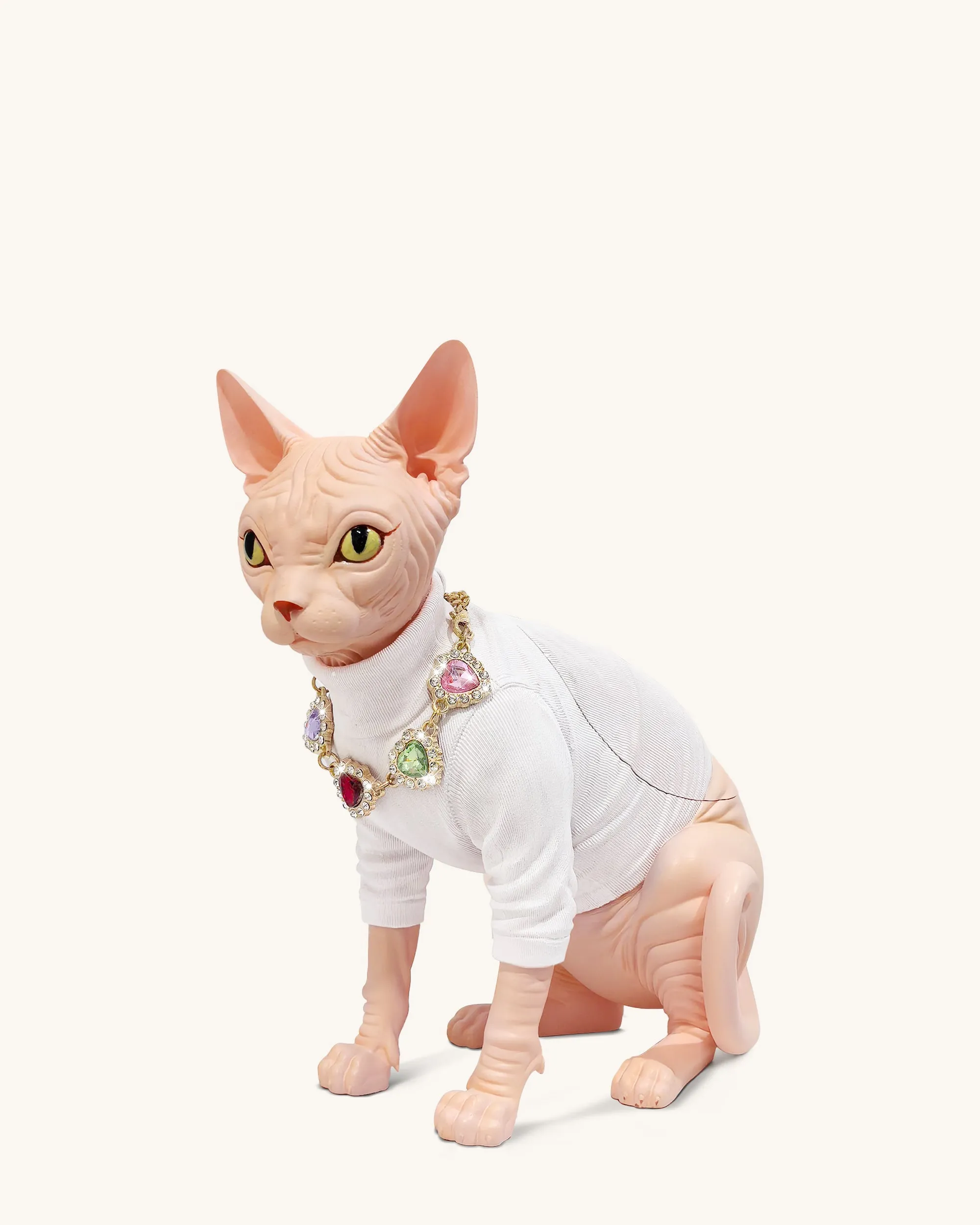 Sadie Gem Necklace Cat Clutch - White sold by JW PEI