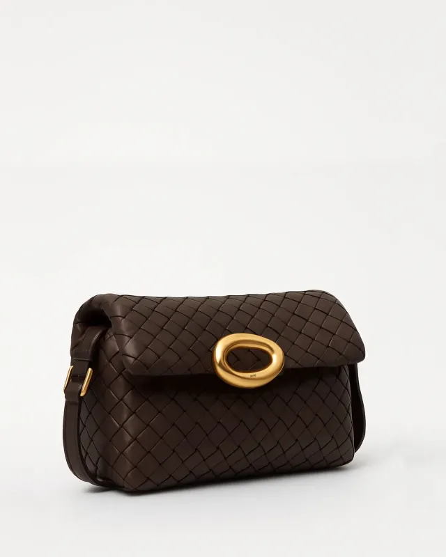 Luna Woven Shoulder Bag - Brown sold by JW PEI