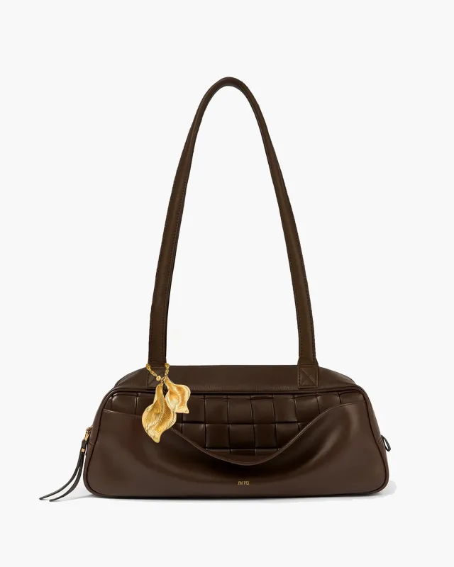 Lara Woven Leather Shoulder Bag - Brown sold by JW PEI