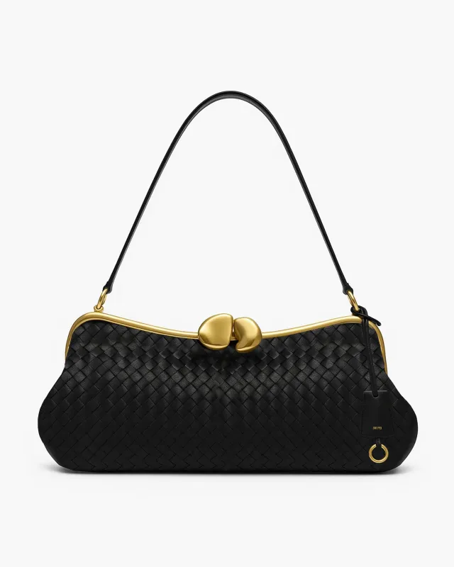 Mia Woven Shoulder Bag - Black sold by JW PEI