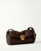 Ava Curved Leather Shoulder Bag - Brown sold by JW PEI