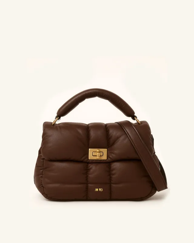 Puffy Quilted Top Handle Bag - Brown sold by JW PEI