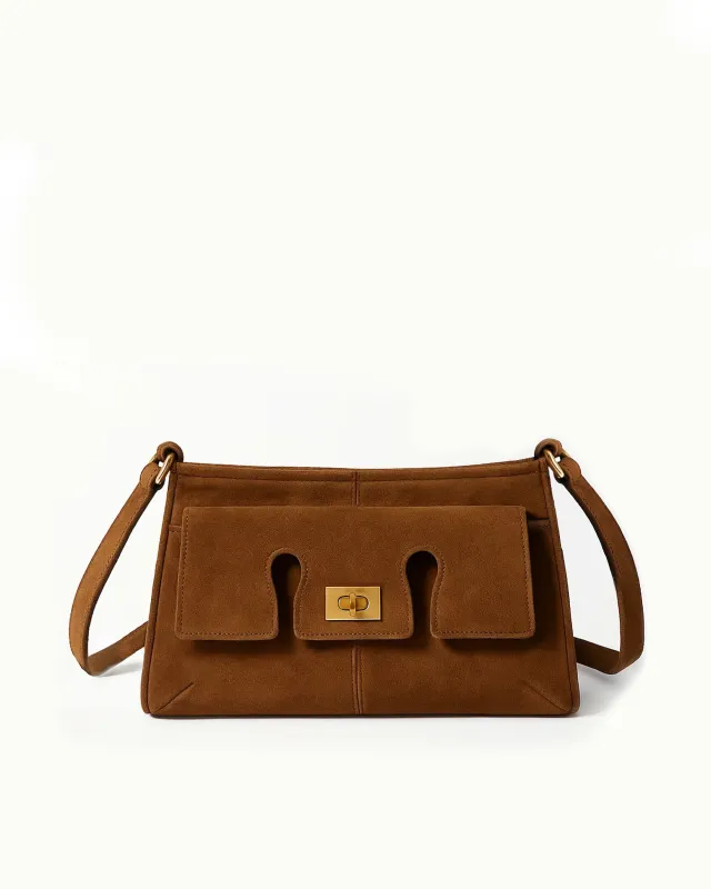 Liv Faux Suede Crossbody Bag - Brown sold by JW PEI