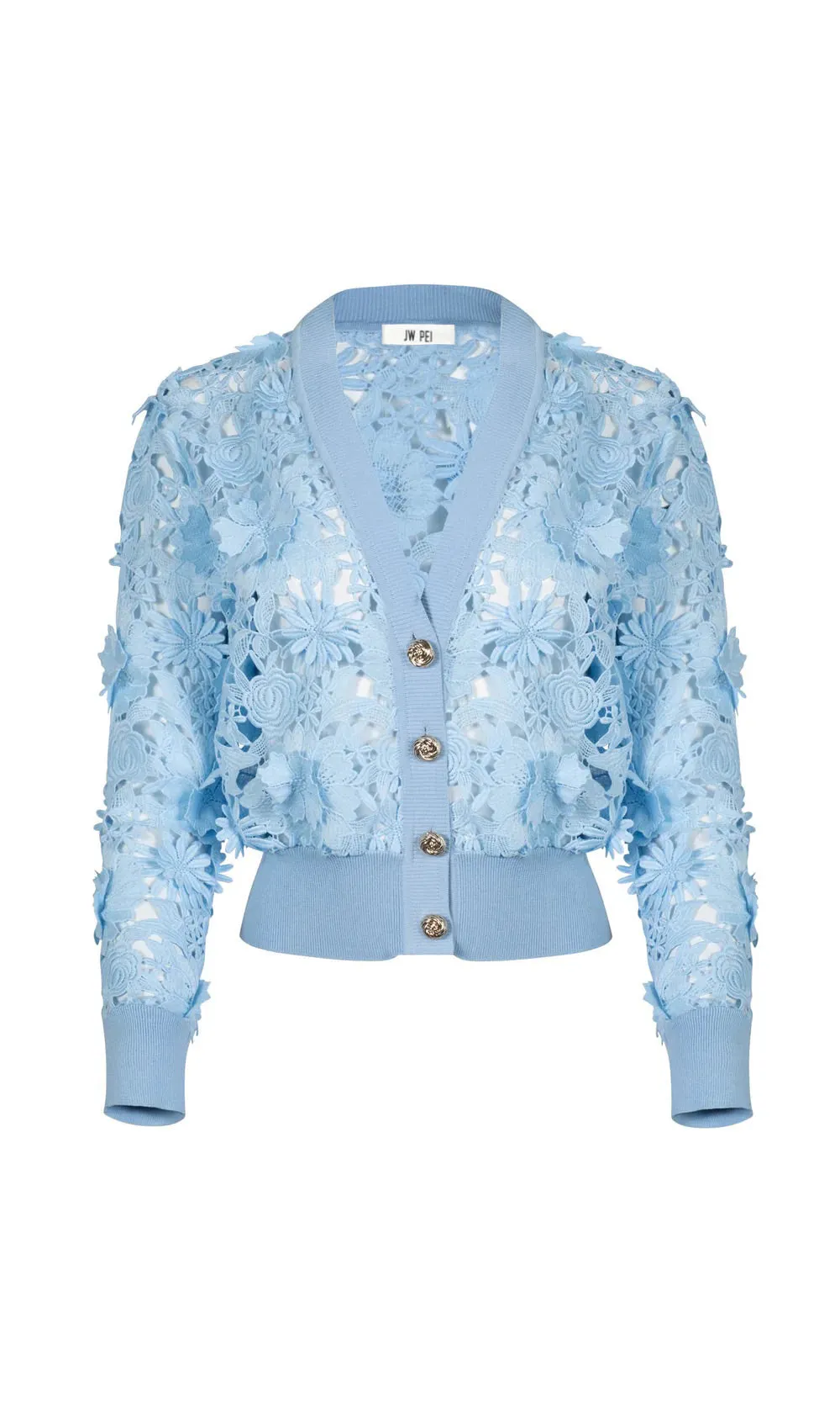 Floral Appliqué Sheer Cardigan – Blue sold by JW PEI product image thumbnail 3