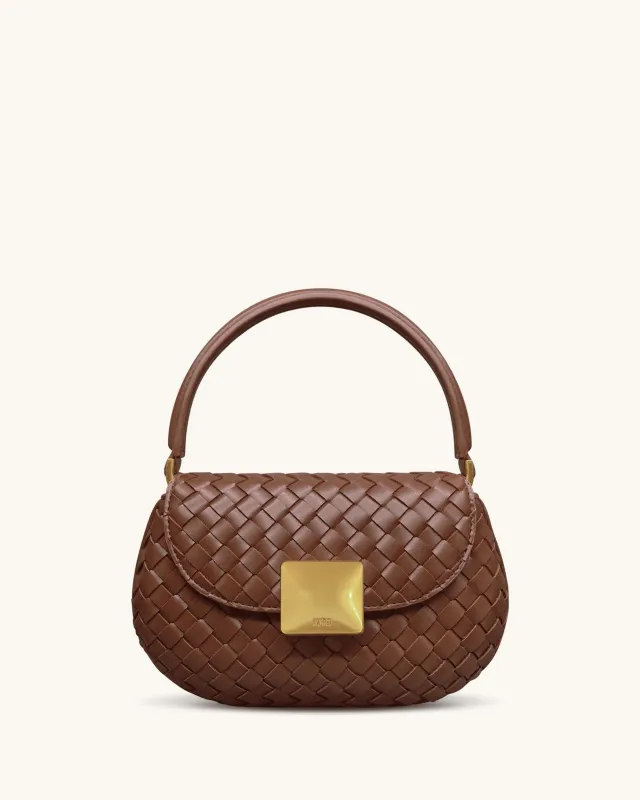 Zuri Hand Woven Round Top Handle Bag - Brown sold by JW PEI