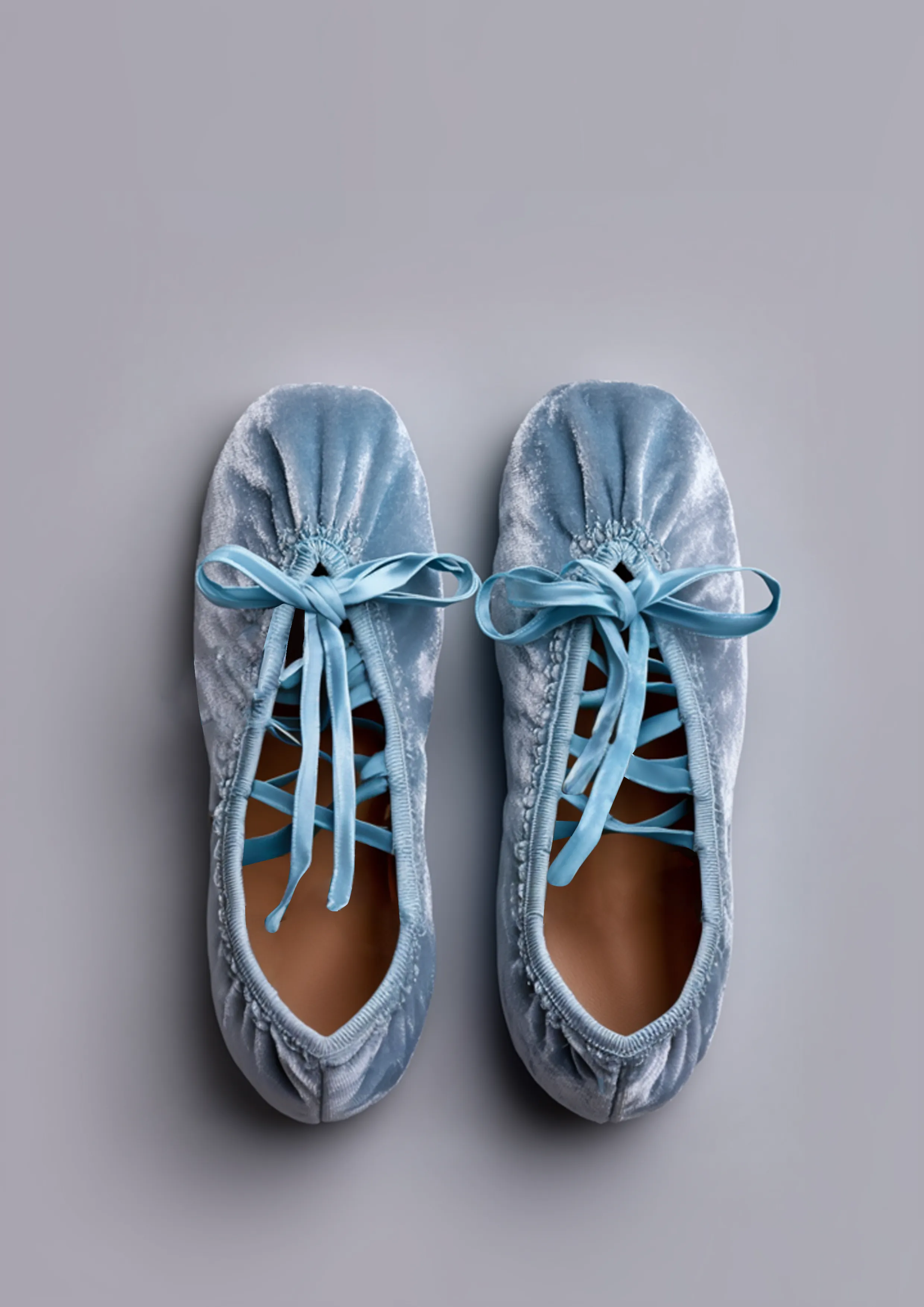 Hazel Velvet Ballet Flats – Blue sold by JW PEI