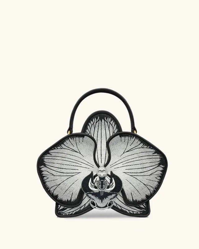 Flora Orchid Shaped Top Hand Bag - Black sold by JW PEI