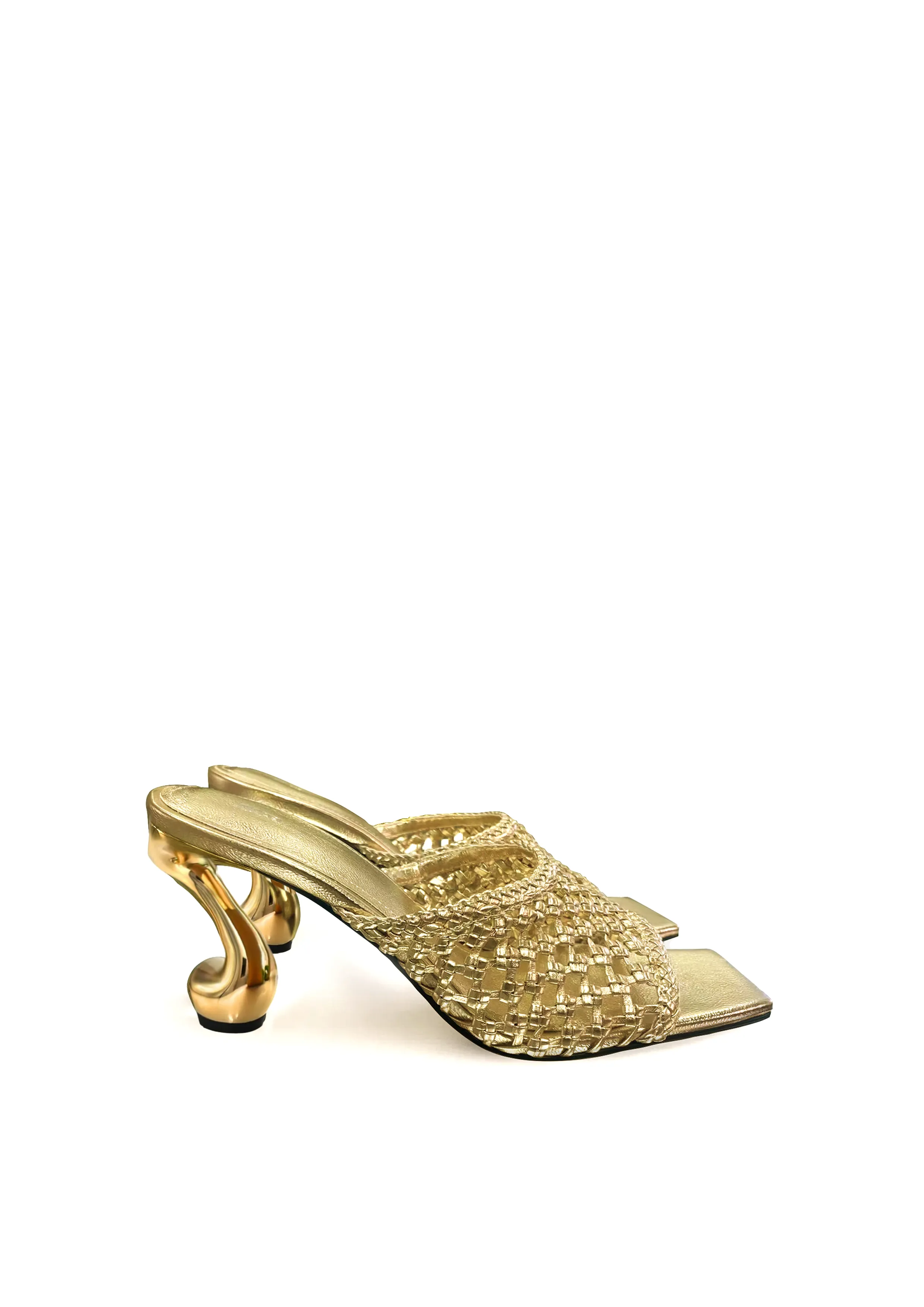 Hannah Woven Heel Mules - Gold sold by JW PEI