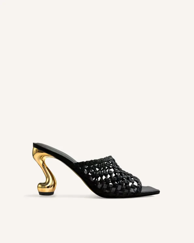 Hannah Woven Heel Mules - Black sold by JW PEI