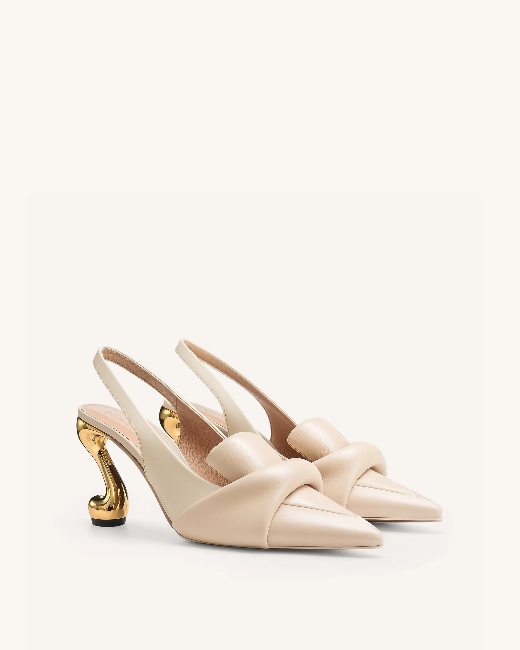 Hannah Twisted Slingback Heel Pumps - Beige sold by JW PEI