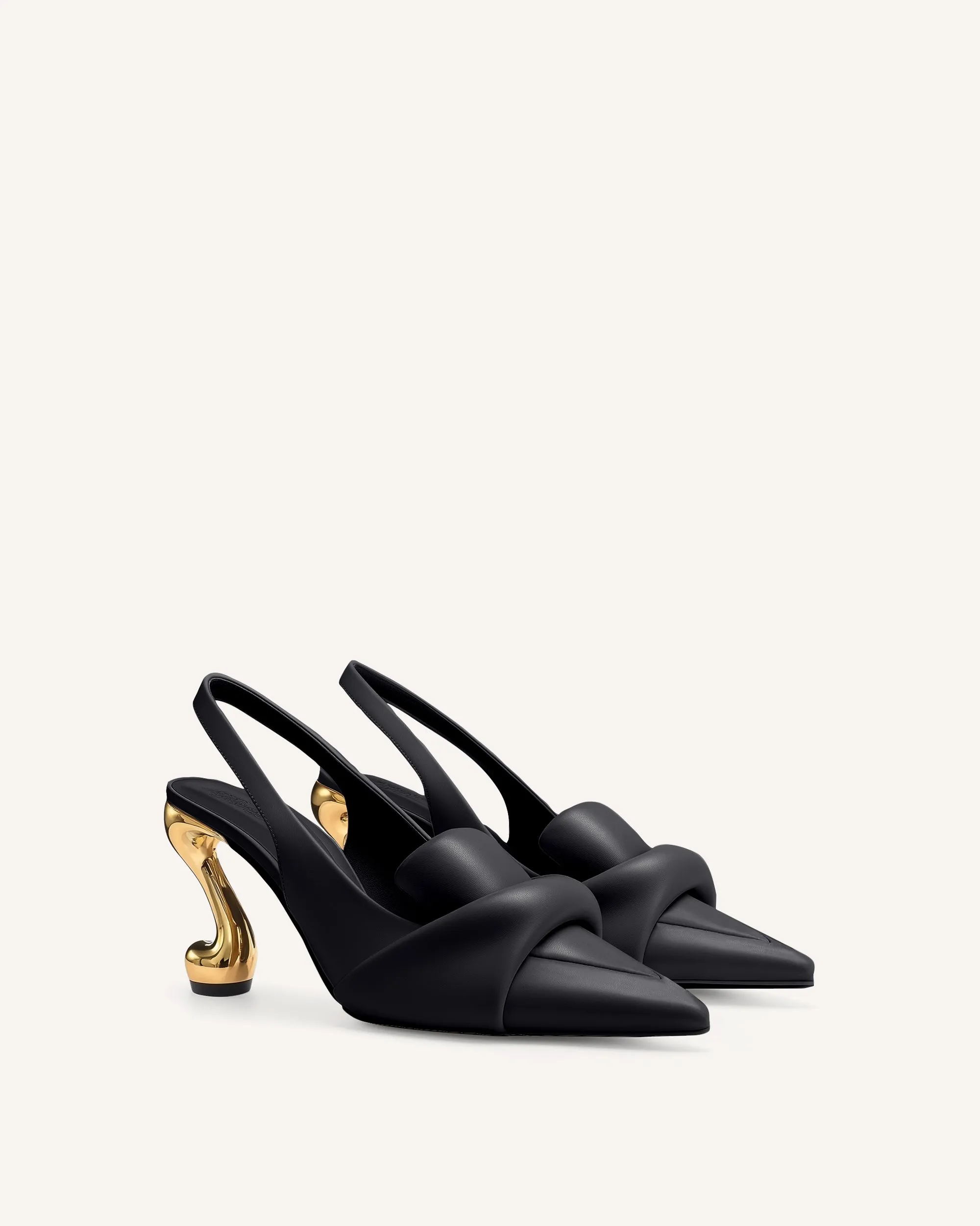 Hannah Twisted Slingback Heel Pumps - Black sold by JW PEI