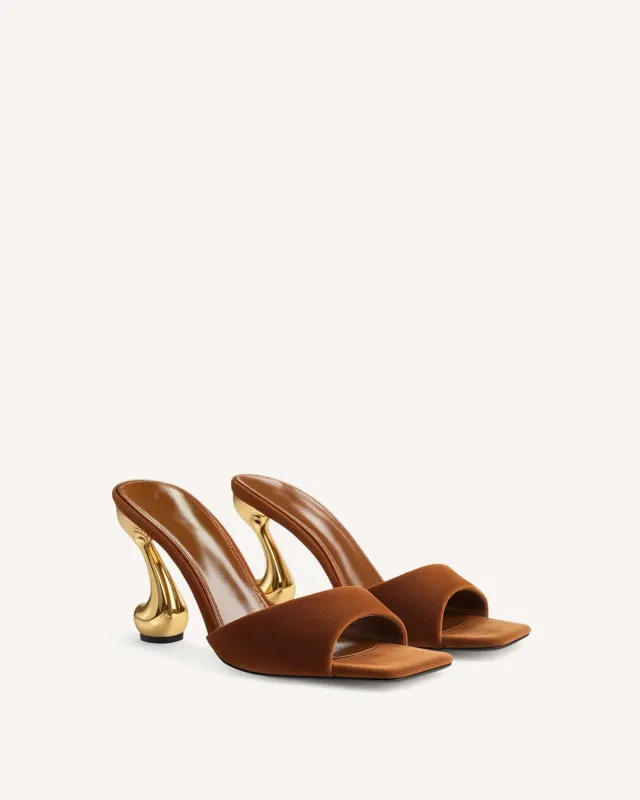 Hannah Faux Suede Heel Mules - Brown sold by JW PEI