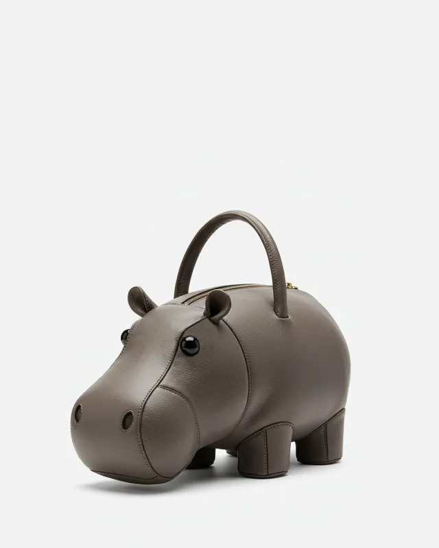 Hippo Shaped Top Handle Bag - Brown sold by JW PEI