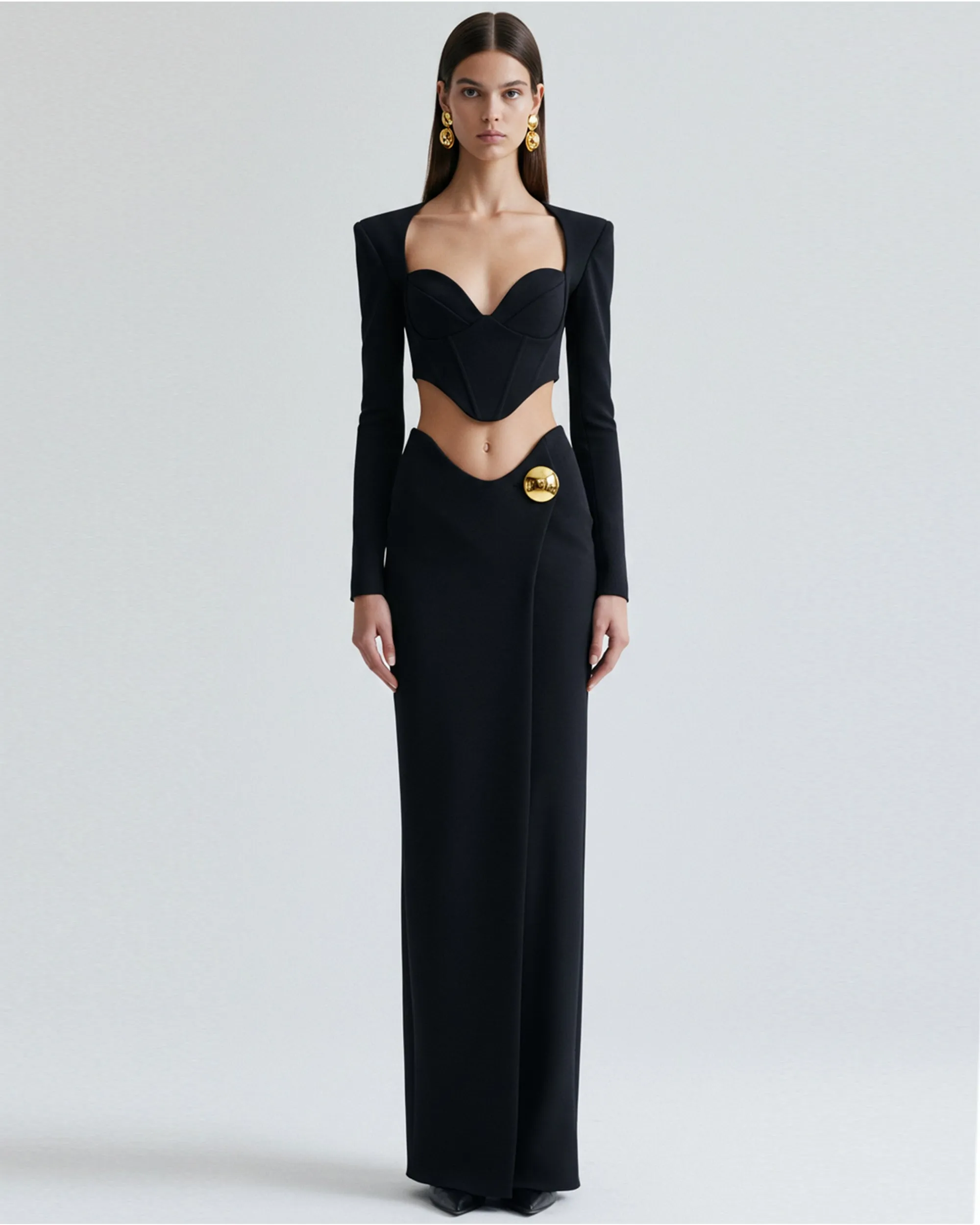 Sculpted Cutout Maxi Dress – Black sold by JW PEI
