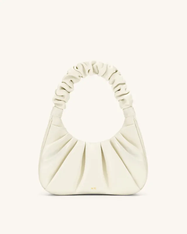 Gabbi Ruched Hobo Handbag - White sold by JW PEI