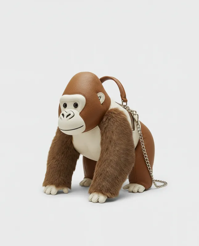 Gorilla Shaped Leather Bag - Brown sold by JW PEI