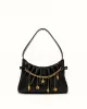 Sasha Ruched Chain Shoulder Bag - Black sold by JW PEI