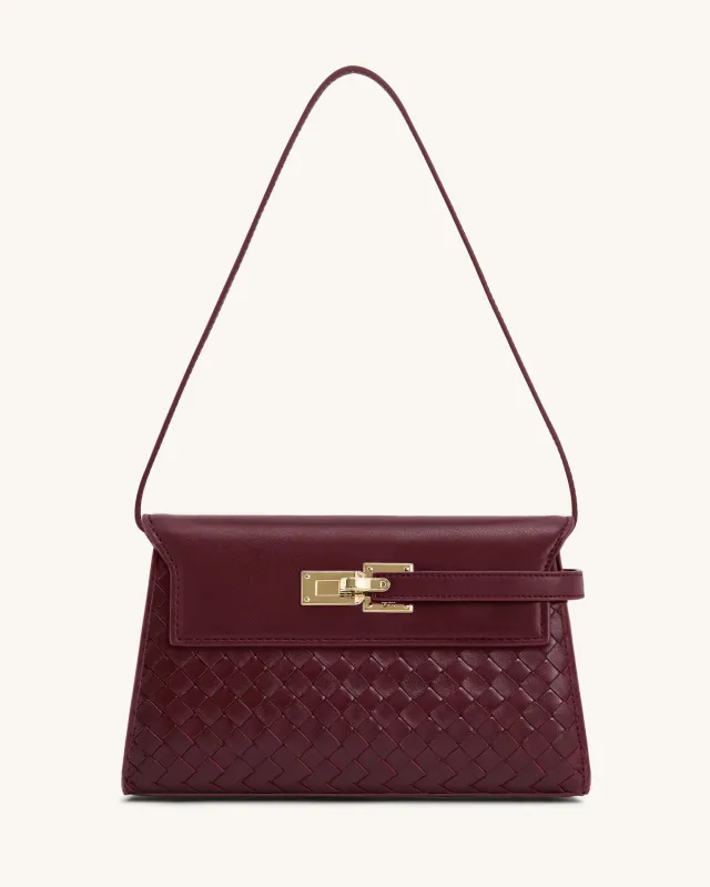 Avery Woven Shoulder Bag - Burgundy sold by JW PEI