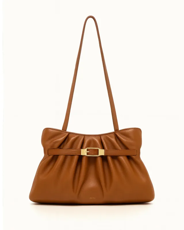 Ava Gathered Shoulder Bag - Brown sold by JW PEI