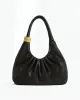 Mia Ruched Leather Shoulder Bag - Black sold by JW PEI