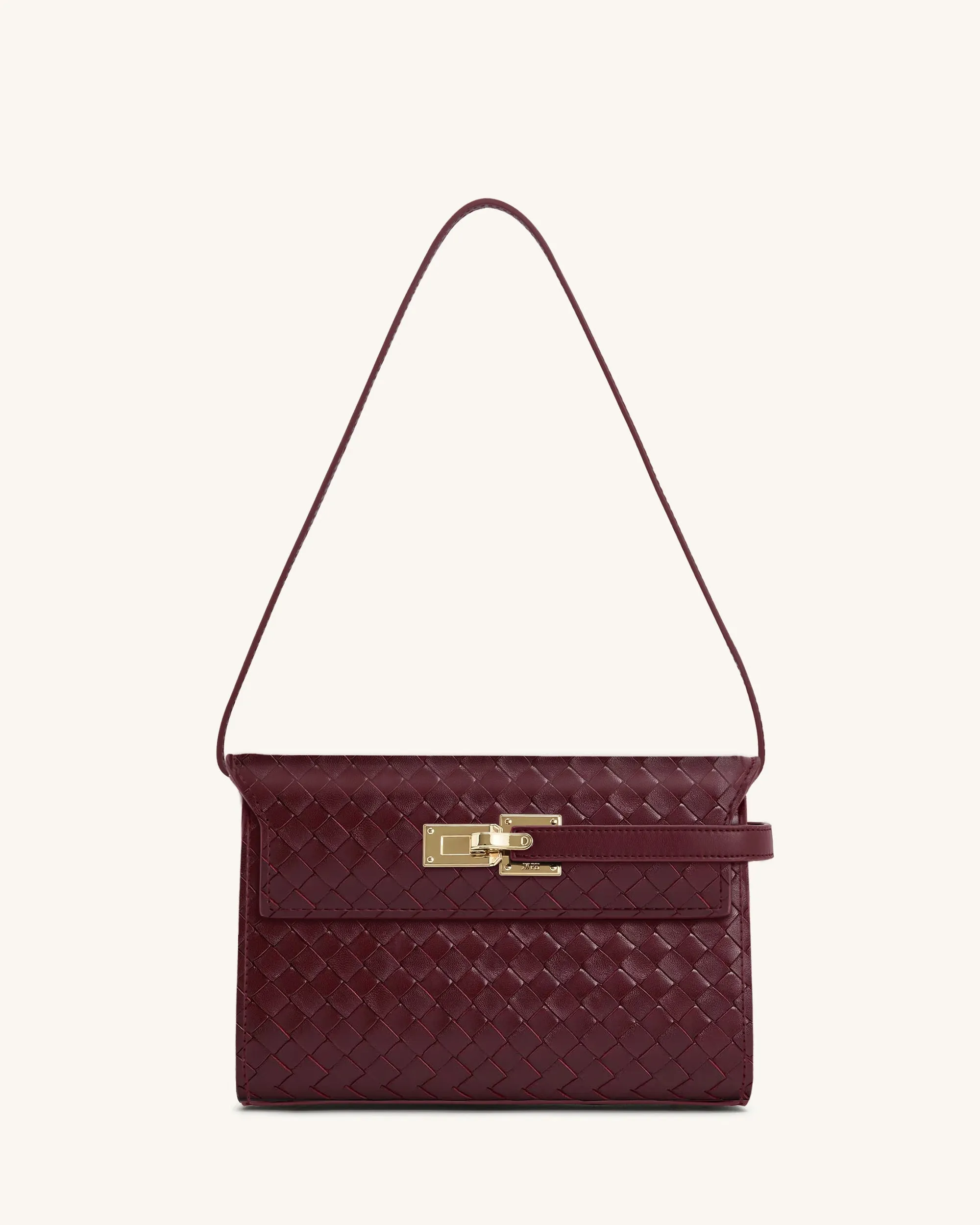 Ava Faux Woven Texture Shoulder Bag - Burgundy sold by JW PEI