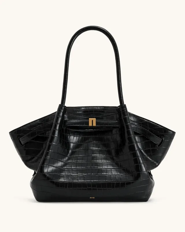 Hana Large Tote Bag - Black Croc sold by JW PEI